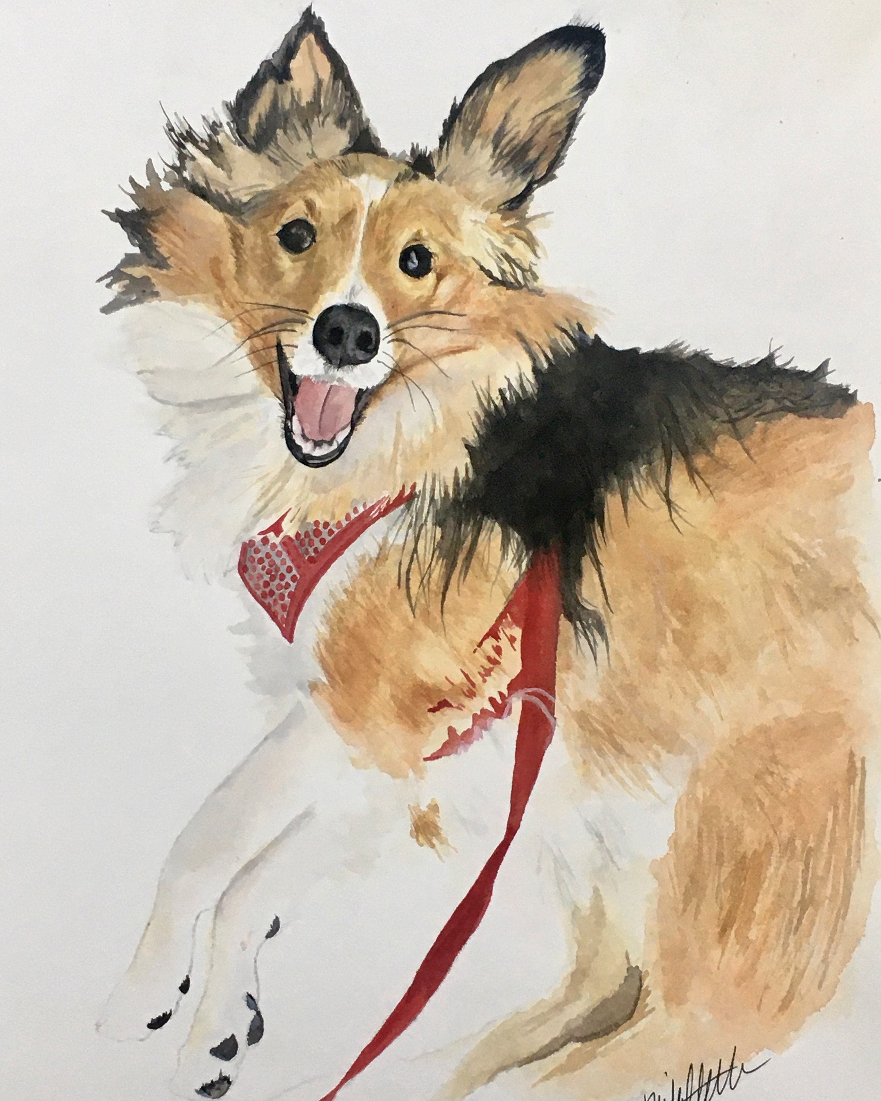 Laika — original watercolor pet portrait of a dog by Linda Griffin