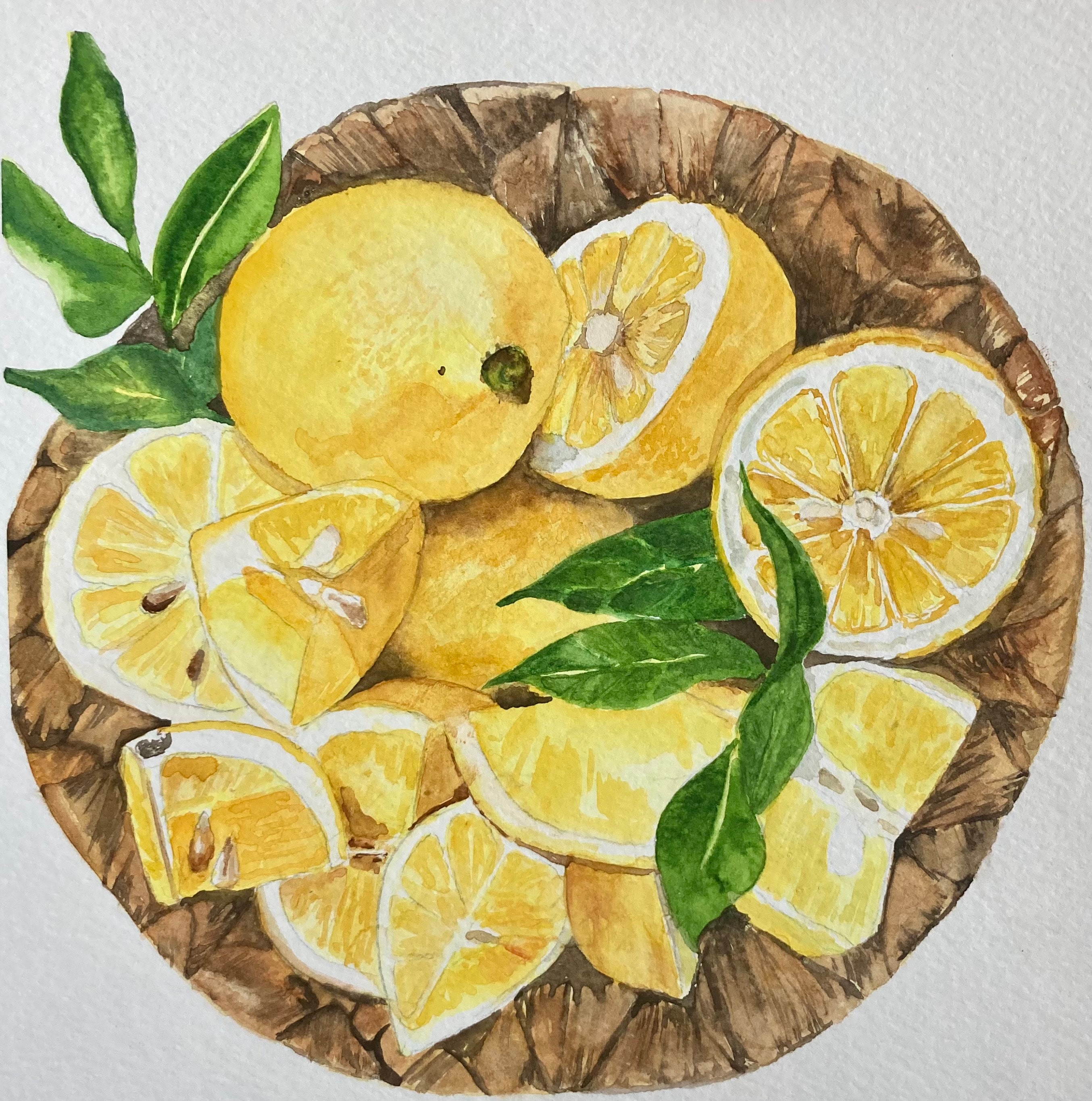 Bowl Full of Lemons — original watercolor painting by Linda Griffin