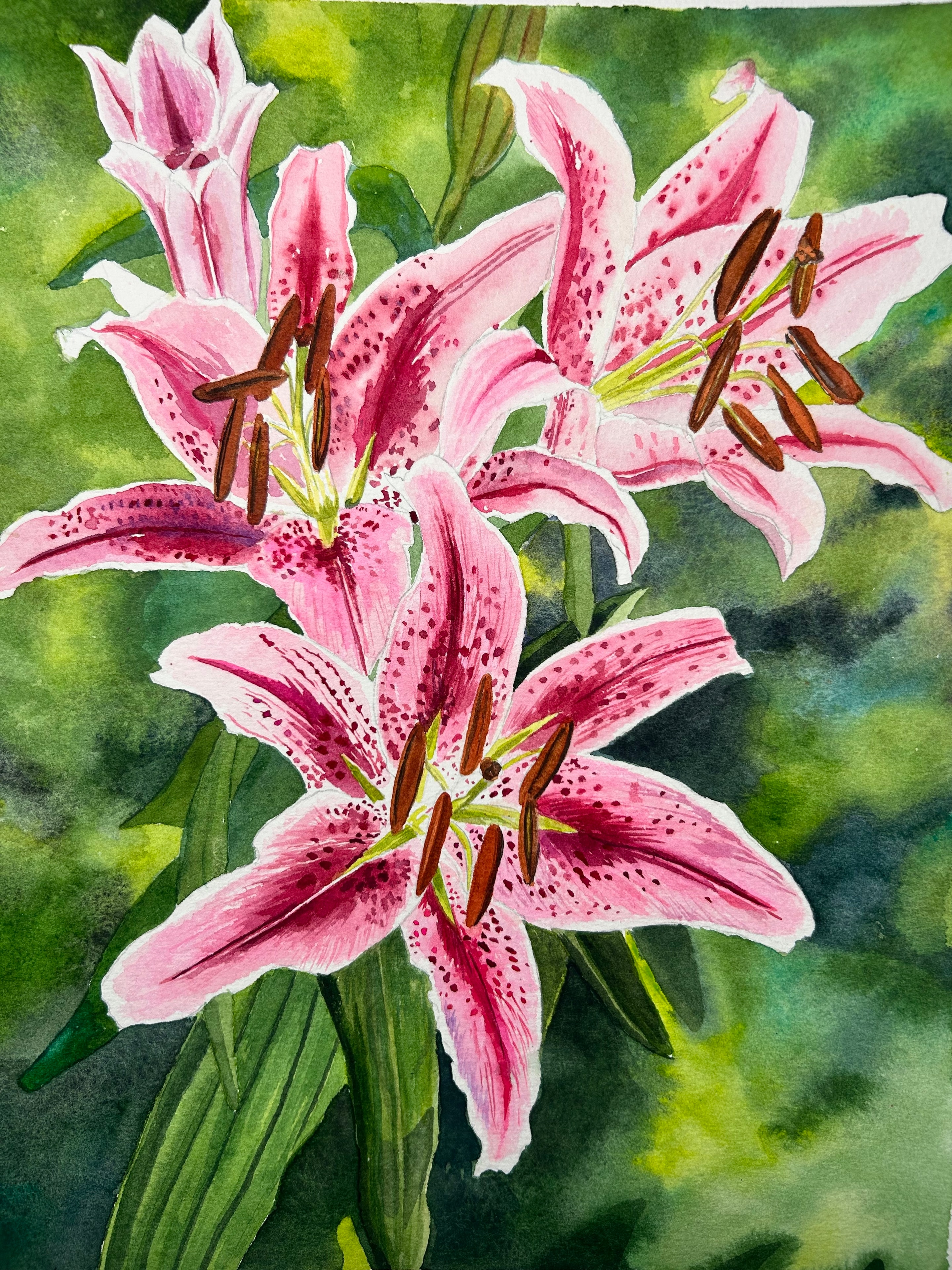 Star Lilies — original watercolor painting on Arches paper by Linda Griffin